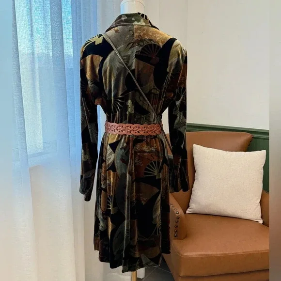 Vintage CLIO Velour/Velvet Dress olive green size US Medium EVC - Picture 2 of 6